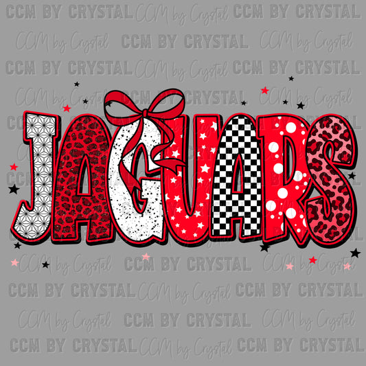 Jaguars Red Mascot Ready to Press Transfer DTF Transfer Sublimation Transfer
