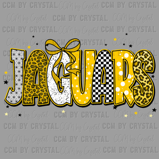 Jaguars Yellow Mascot Ready to Press Transfer DTF Transfer Sublimation Transfer