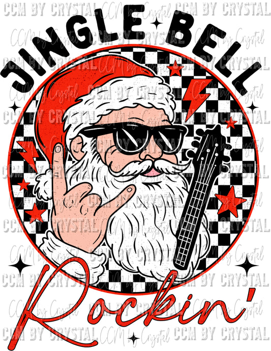 Jingle Bell Rockin Santa Christmas Ready To Press Transfer DTF Sublimation