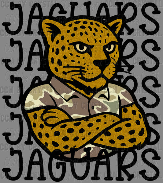 Jaguars Camo Stacked Sports Mascot Ready to Press Transfer DTF Transfer Sublimation Transfer