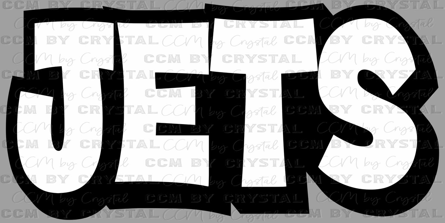 Jets Black and White Sports Mascot Ready to Press Transfer DTF Transfer Sublimation Transfer