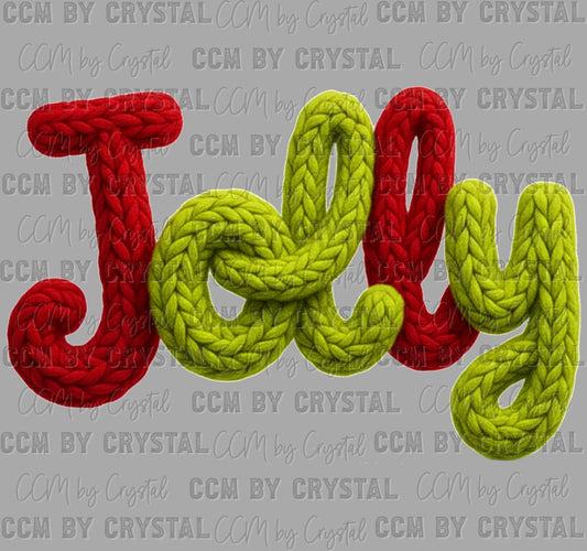 Jolly Christmas Faux Yarn Ready to Press Transfer DTF Transfer Sublimation Transfer