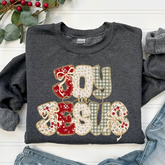 Joy in Jesus Faux Glitter Ready to Press Transfer DTF Transfer Sublimation Transfer
