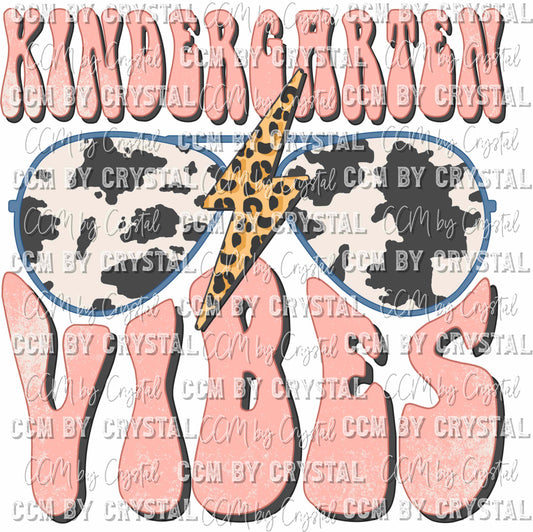 Kindergarten Vibes Cow Print Leopard Back to School Elementary School Ready to Press Transfer