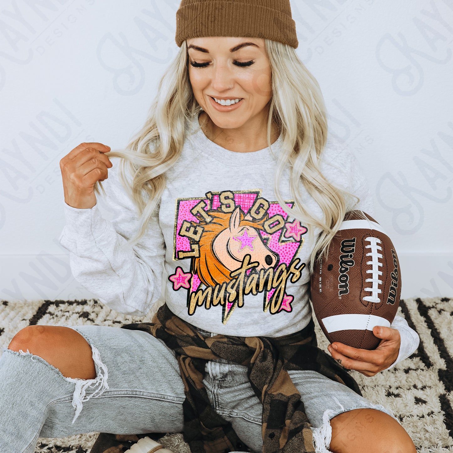 Let's go Mustangs Mascot Ready to Press DTF Transfers Sublimation Transfers