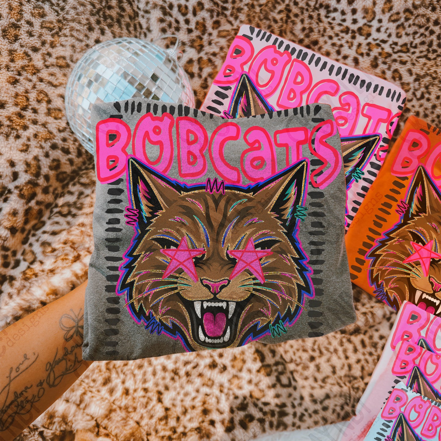 Bobcats Starstruck Mascot Ready to Press DTF Transfers Sublimation Transfers