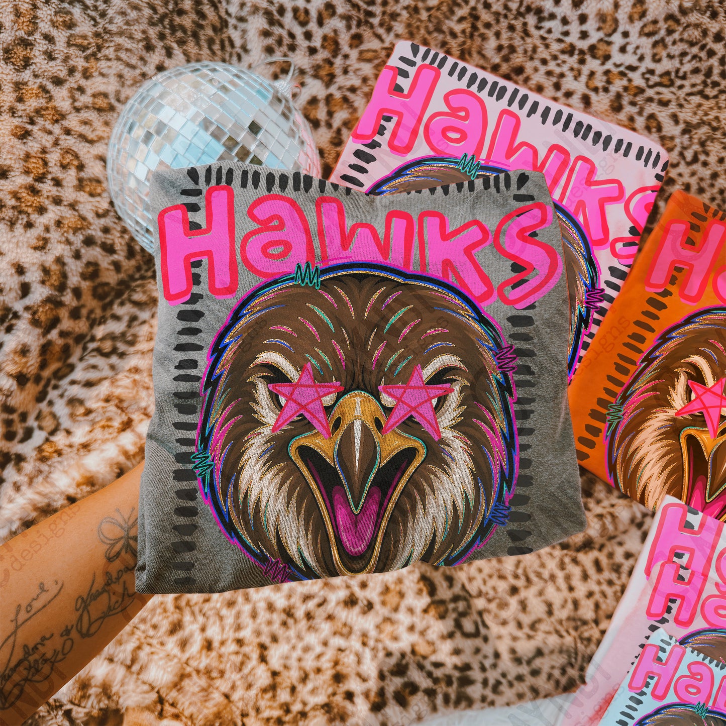 Hawks Starstruck Mascot Ready to Press DTF Transfers Sublimation Transfers