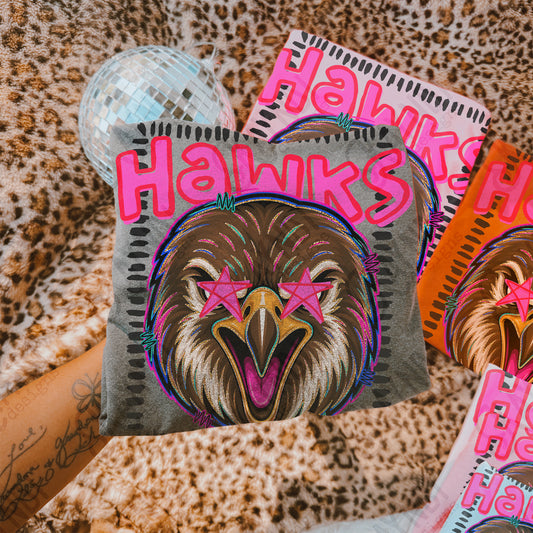 Hawks Starstruck Mascot Ready to Press DTF Transfers Sublimation Transfers