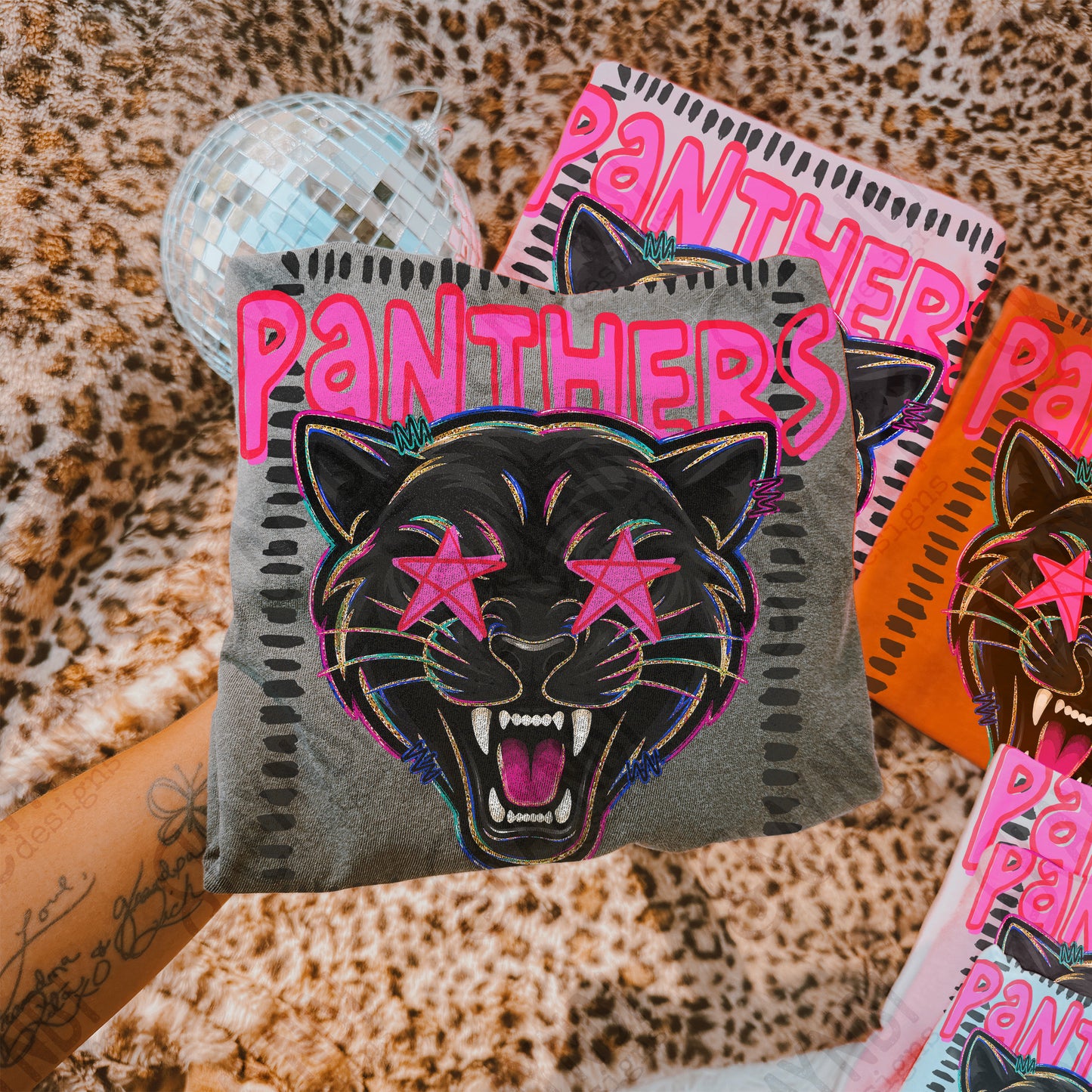 Panthers Starstruck Mascot Ready to Press DTF Transfers Sublimation Transfers