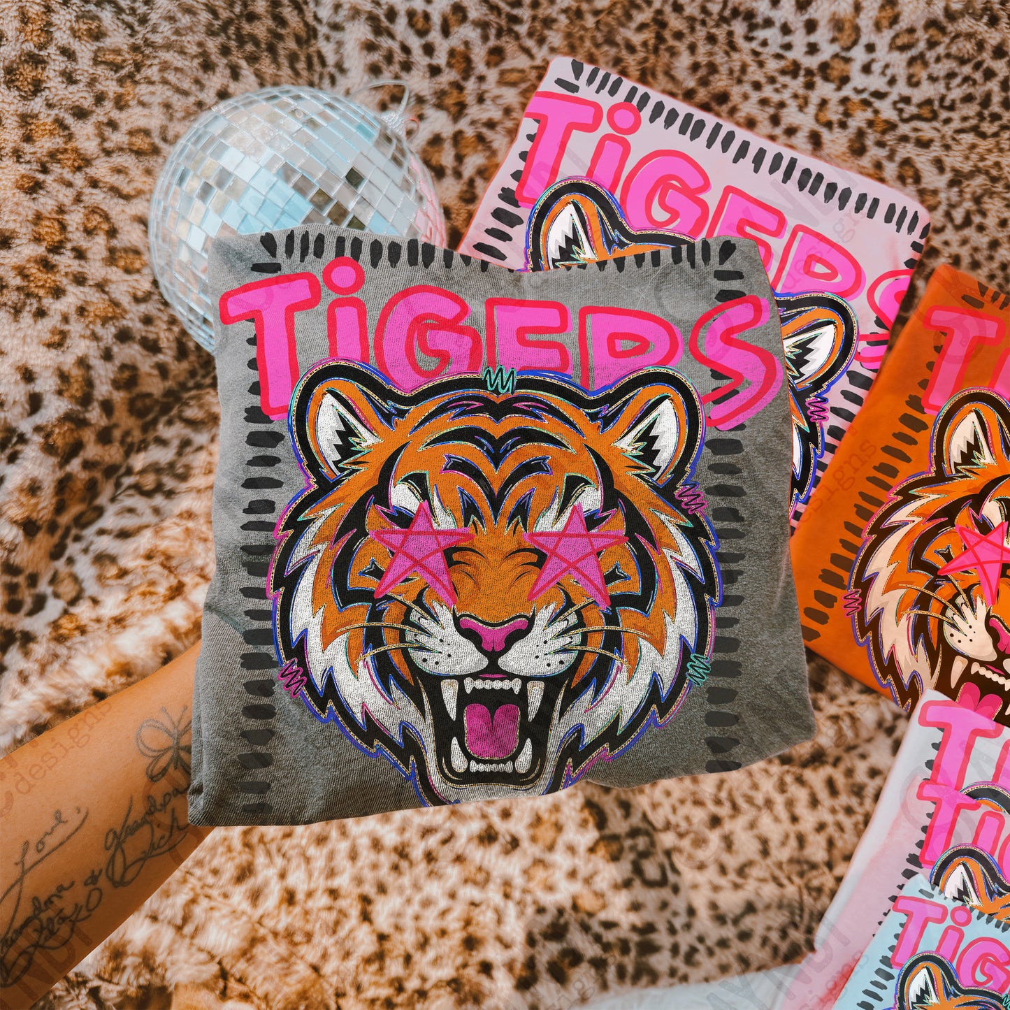 Tigers Starstruck Mascot Ready to Press DTF Transfers Sublimation Transfers