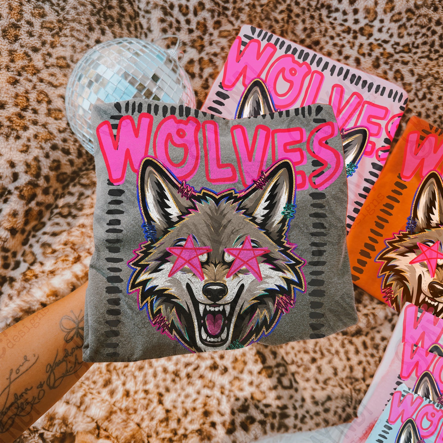 Wolves Starstruck Mascot Ready to Press DTF Transfers Sublimation Transfers