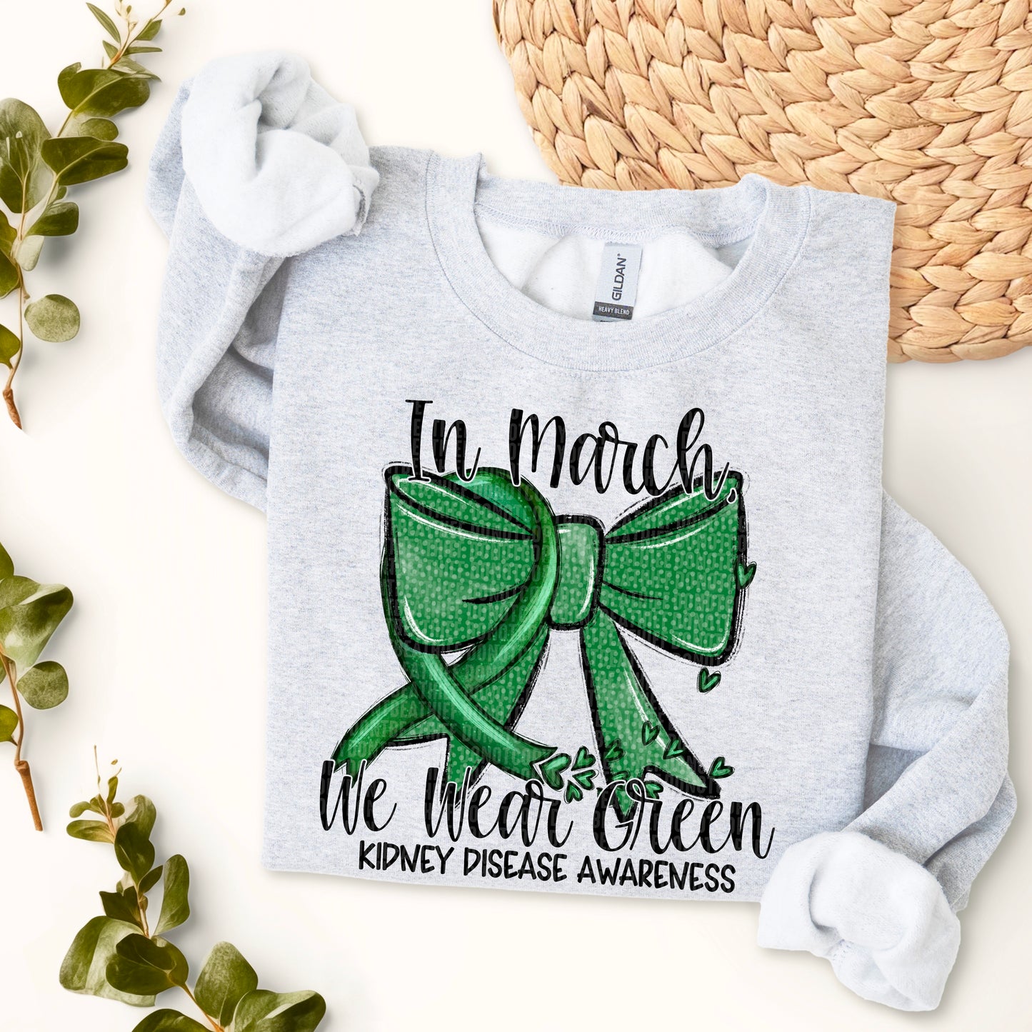 In March We Wear Green Kidney Disease Awareness Ready to Press Transfer DTF Transfer Sublimation Transfer
