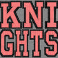 Knights Faux Embroidery Red Black Sports Mascot Ready to Press Transfer DTF Transfer Sublimation Transfer