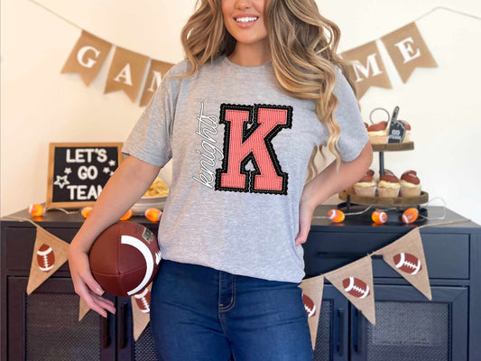 Knights Faux Embroidery Red Black Sports Mascot Ready to Press Transfer DTF Transfer Sublimation Transfer