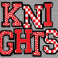 Knight Stars Red Checkered Sports Mascot Ready to Press Transfer DTF Transfer Sublimation Transfer