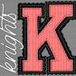 Knights Faux Embroidery Red Black Sports Mascot Ready to Press Transfer DTF Transfer Sublimation Transfer