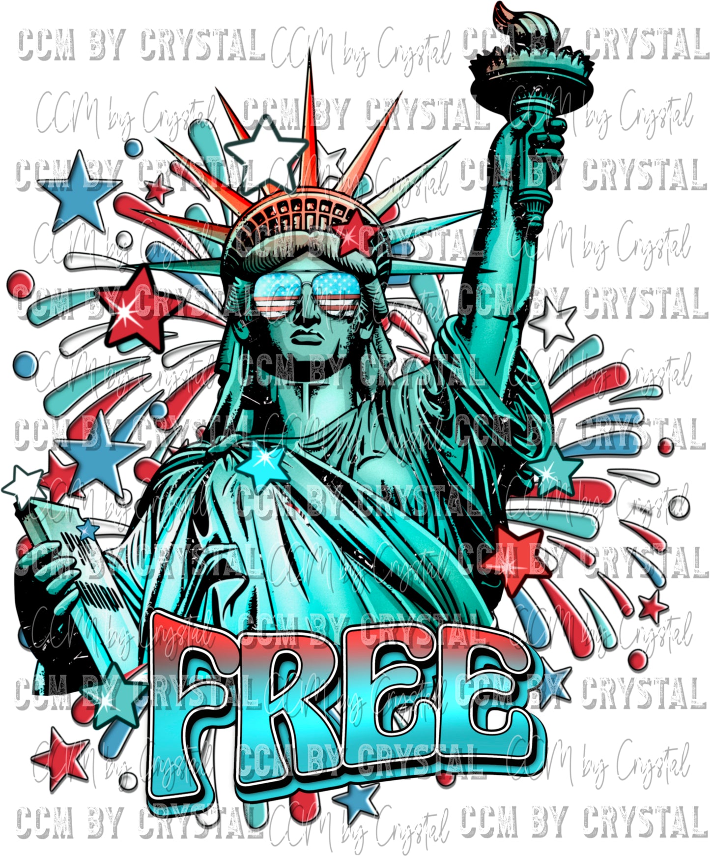 Land of the Free because of the Brave Statue of Liberty Pocket Sleeve Ready to Press Transfer