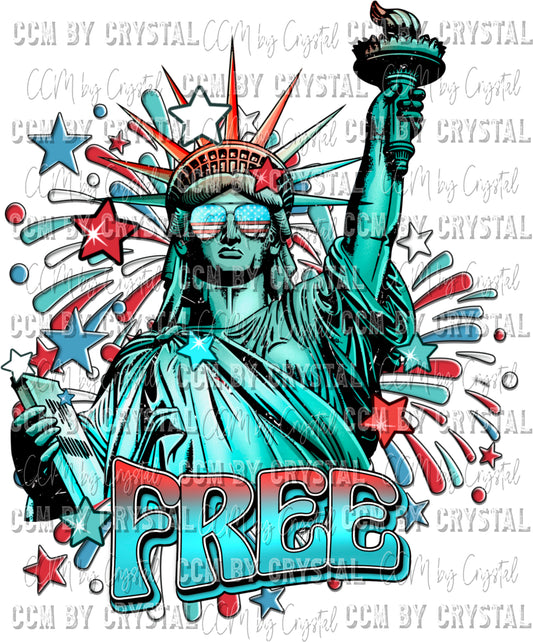 Land of the Free because of the Brave Statue of Liberty Pocket Sleeve Ready to Press Transfer