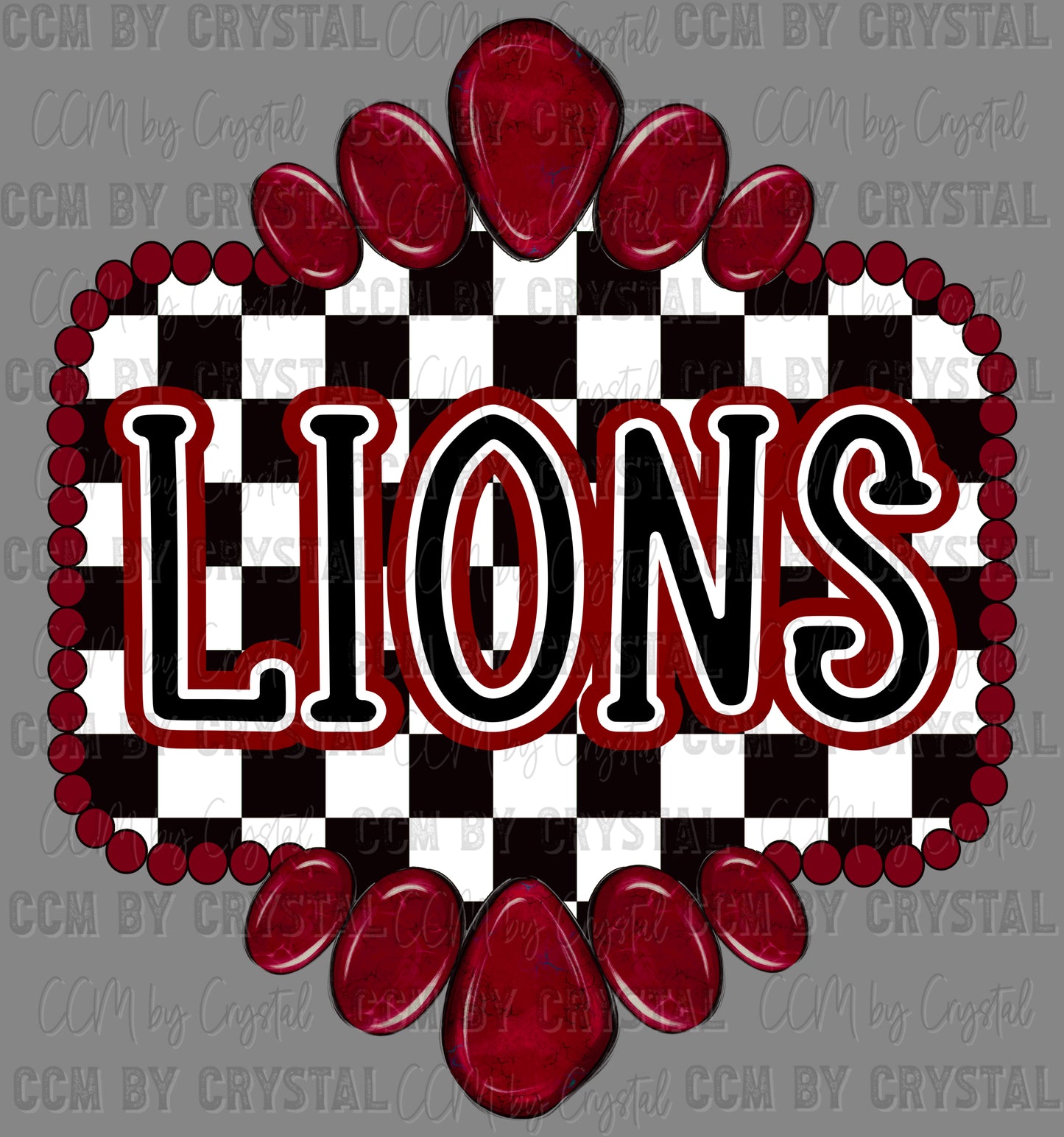 Lions maroon Concho Ready to Press Transfer DTF Transfer Sublimation Transfer