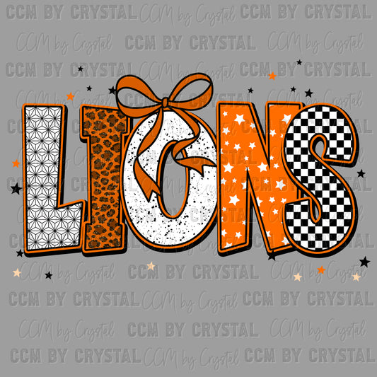 Lions Orange Mascot Ready to Press Transfer DTF Transfer Sublimation Transfer