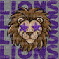 Lions with Purple Star Eyes Mascot Ready to Press Transfer