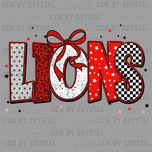 Lions Red Mascot Ready to Press Transfer DTF Transfer Sublimation Transfer