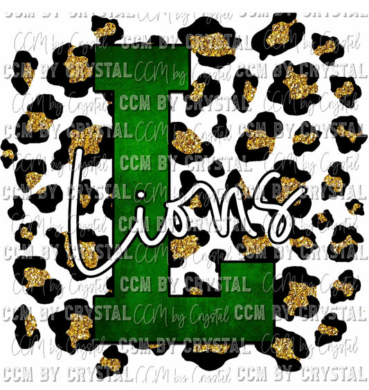 L Lions Green Gold Leopard Print Ready To Press Transfer
