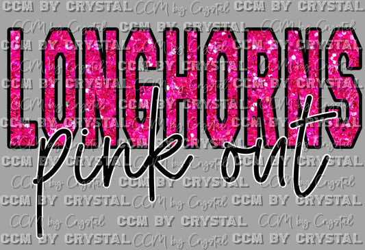 Pink Out Longhorns Ready to Press Transfer DTF Transfer Sublimation Transfer