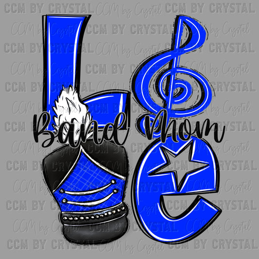 Love Band Mom Blue Ready to Press Transfer DTF Transfer Sublimation Transfer