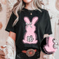 Pink Faux Lace Bunny Easter Ready to Press Instant Peel DTF Transfers Sublimation Transfers