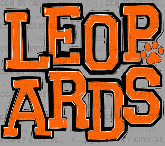 Leopards Paw Orange Sports Mascot Ready to Press Transfer DTF Transfer Sublimation Transfer