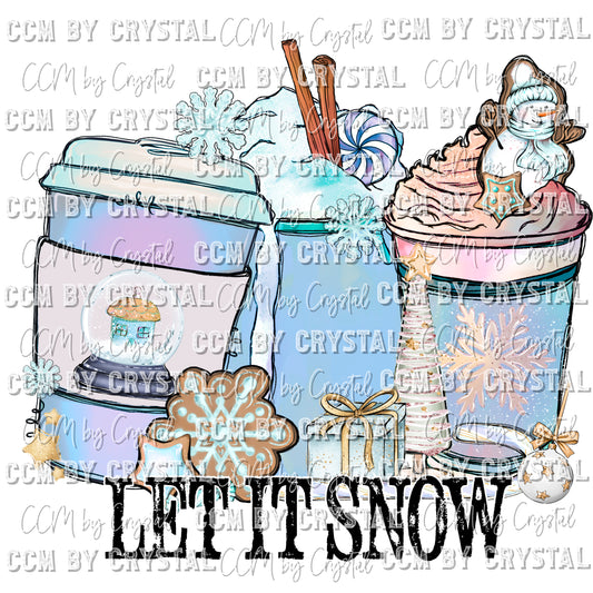Let It Snow Coffee Background Ready to Press Transfer