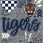 Let's Go Tigers Navy Sports Mascot Ready to Press Transfer DTF Transfer Sublimation Transfer