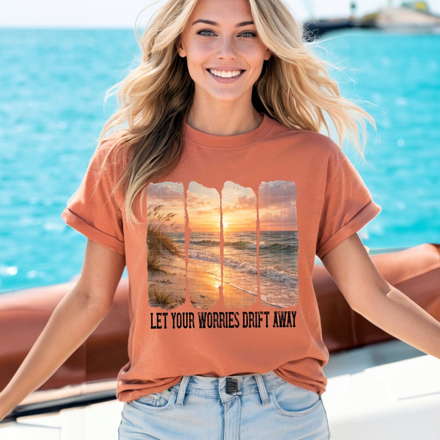Let Your Worries Drift Away Summer beach DTF Transfer Sublimation Transfer