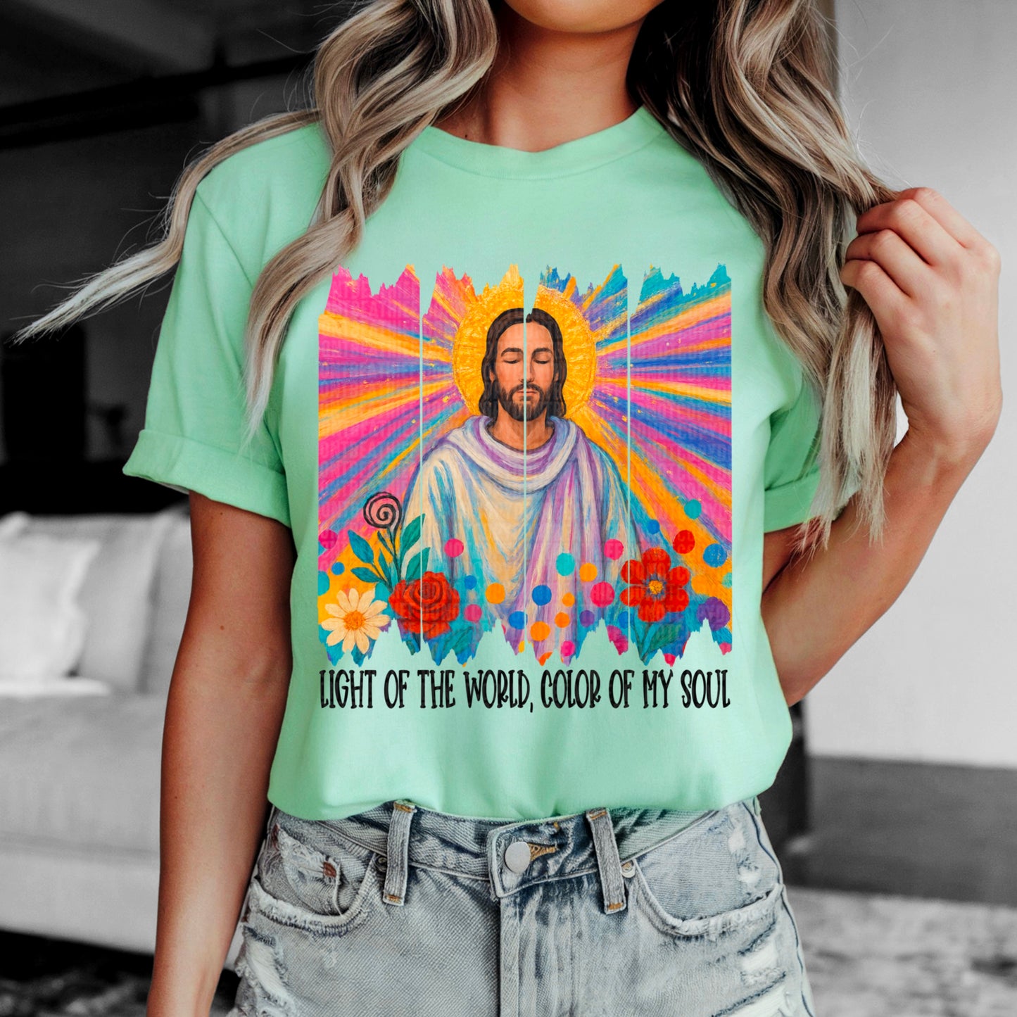 Light of the World, Color My Soul Faith Religious Jesus Ready to Press Transfer DTF Transfer Sublimation Transfer