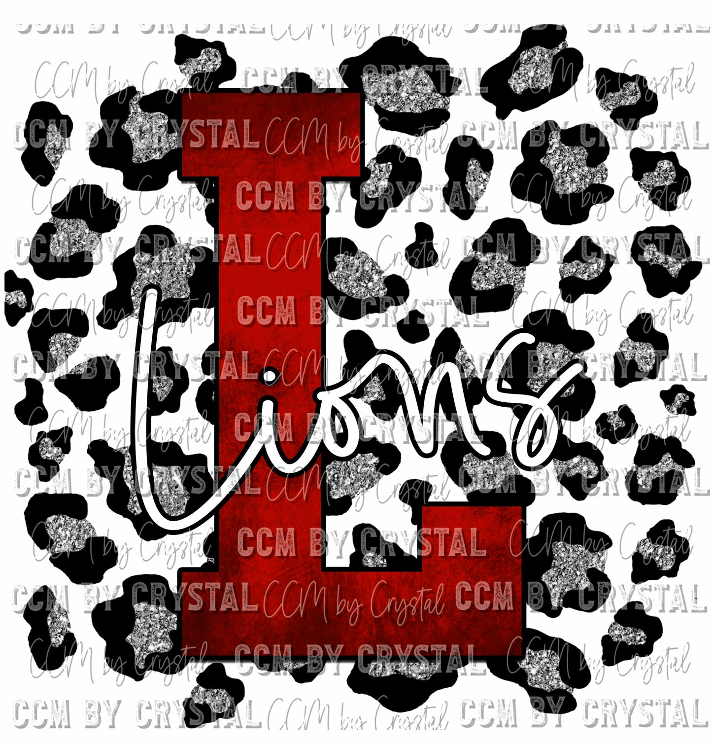 L Lions Red Silver Leopard Print Ready To Press Transfer
