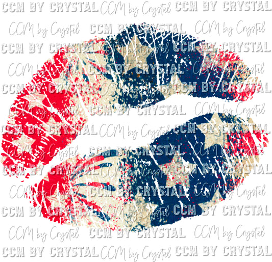 Lips Red White and Blue Ready to Press Transfer