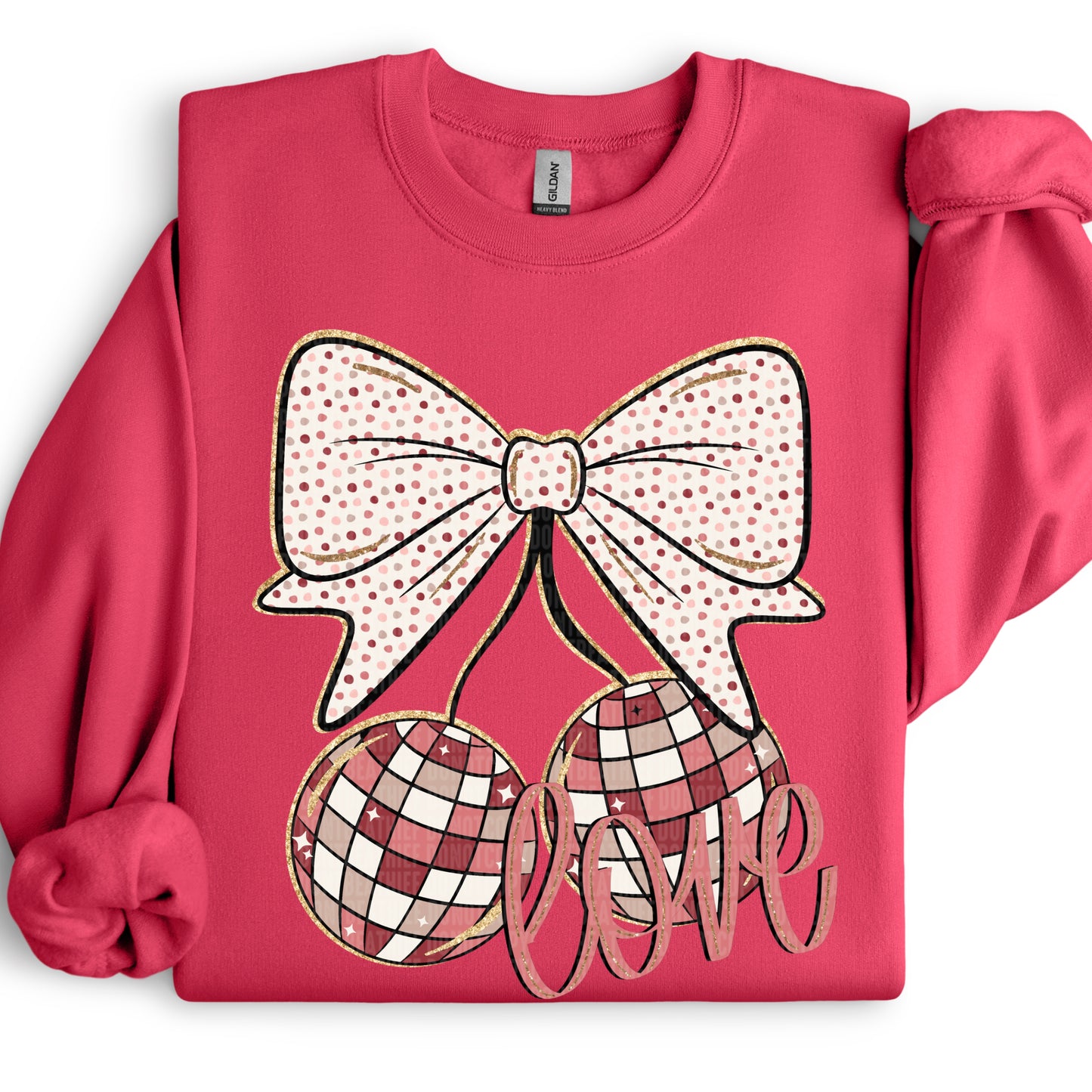 Love Disco Cherries Valentines Day Ready to Press Instant Peel DTF Transfers Sublimation Transfers