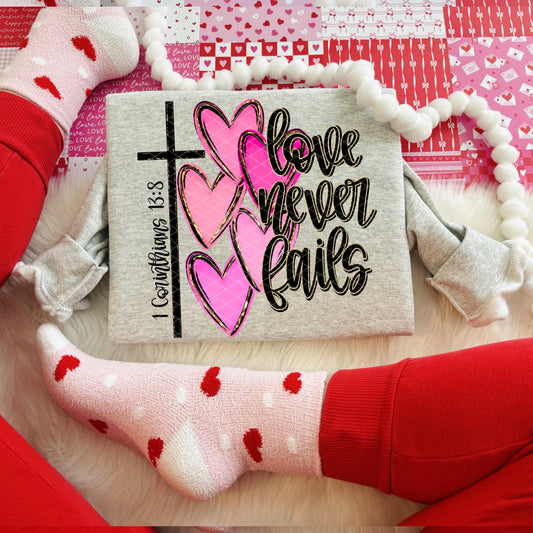Love never Fails Valentines Day DTF Transfers Sublimation Transfers