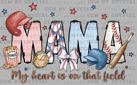 Baseball Mama Ready to Press Transfer DTF Transfer Sublimation Transfer