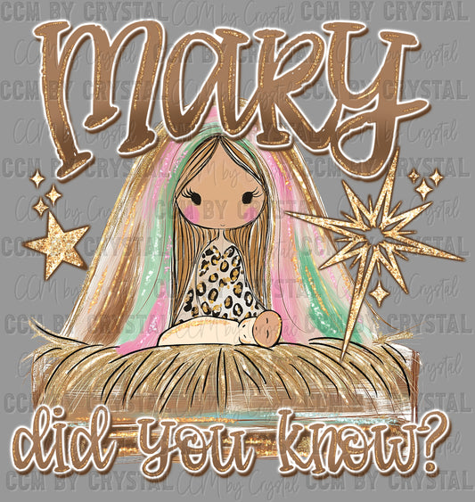 Mary Did You Know Jesus Manger Christmas Ready to Press Transfer DTF Transfer Sublimation Transfer