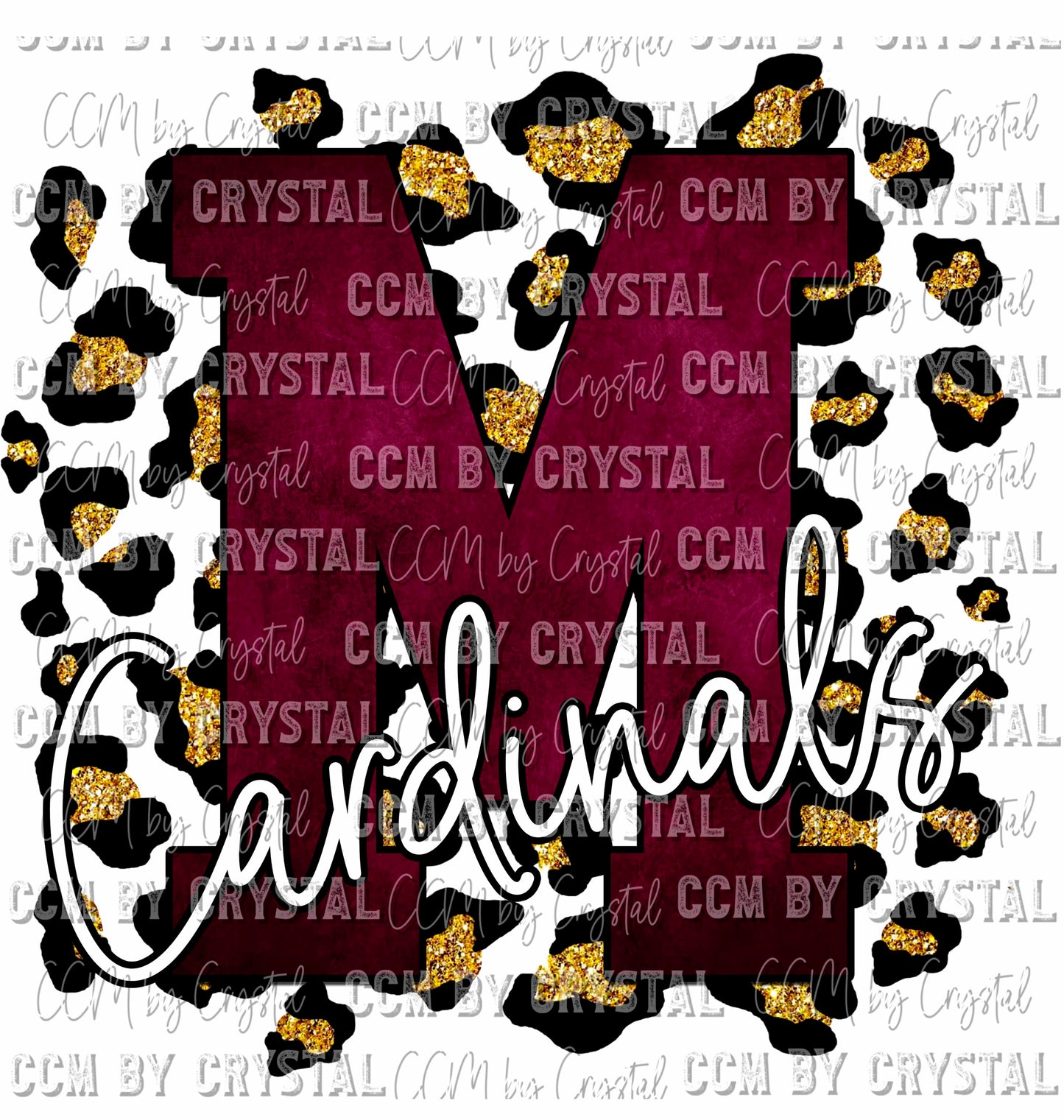 M Cardinals Maroon Gold Leopard Ready To Press Transfer