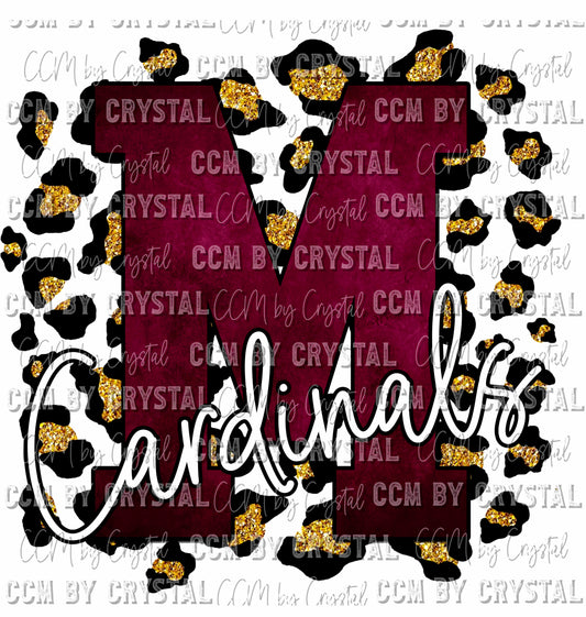 M Cardinals Maroon Gold Leopard Ready To Press Transfer
