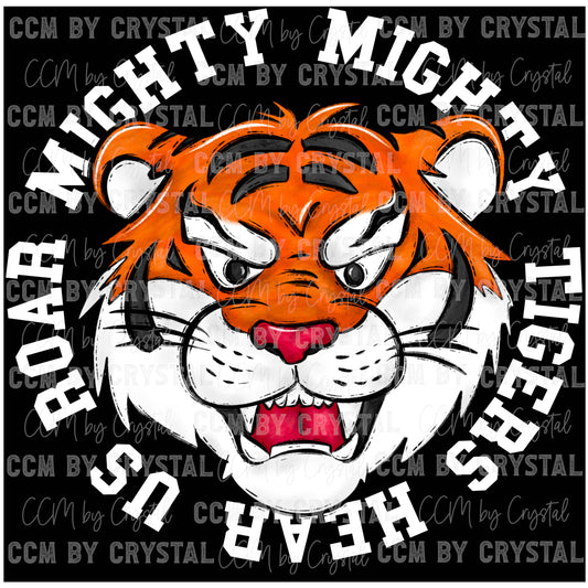 Mighty Mighty Tigers Hear Us Roar White Mascot Back to School Ready to Press Transfer