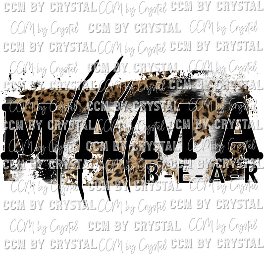 Mama Bear Cowhide and Leopard Print Ready to Press Transfer