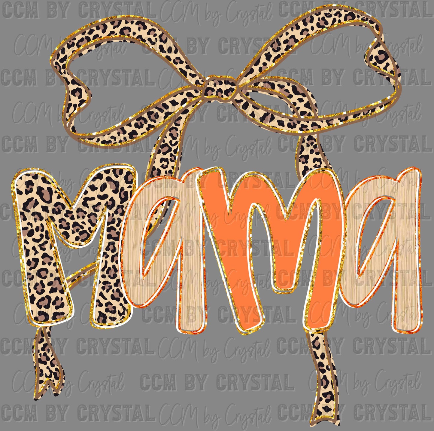 Mama Bow Leopard Faux Glitter Ready to Press Transfer DTF Transfer Sublimation Transfer