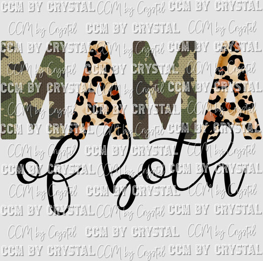 Mama of Both Camo Leopard Print Ready to Press Transfer