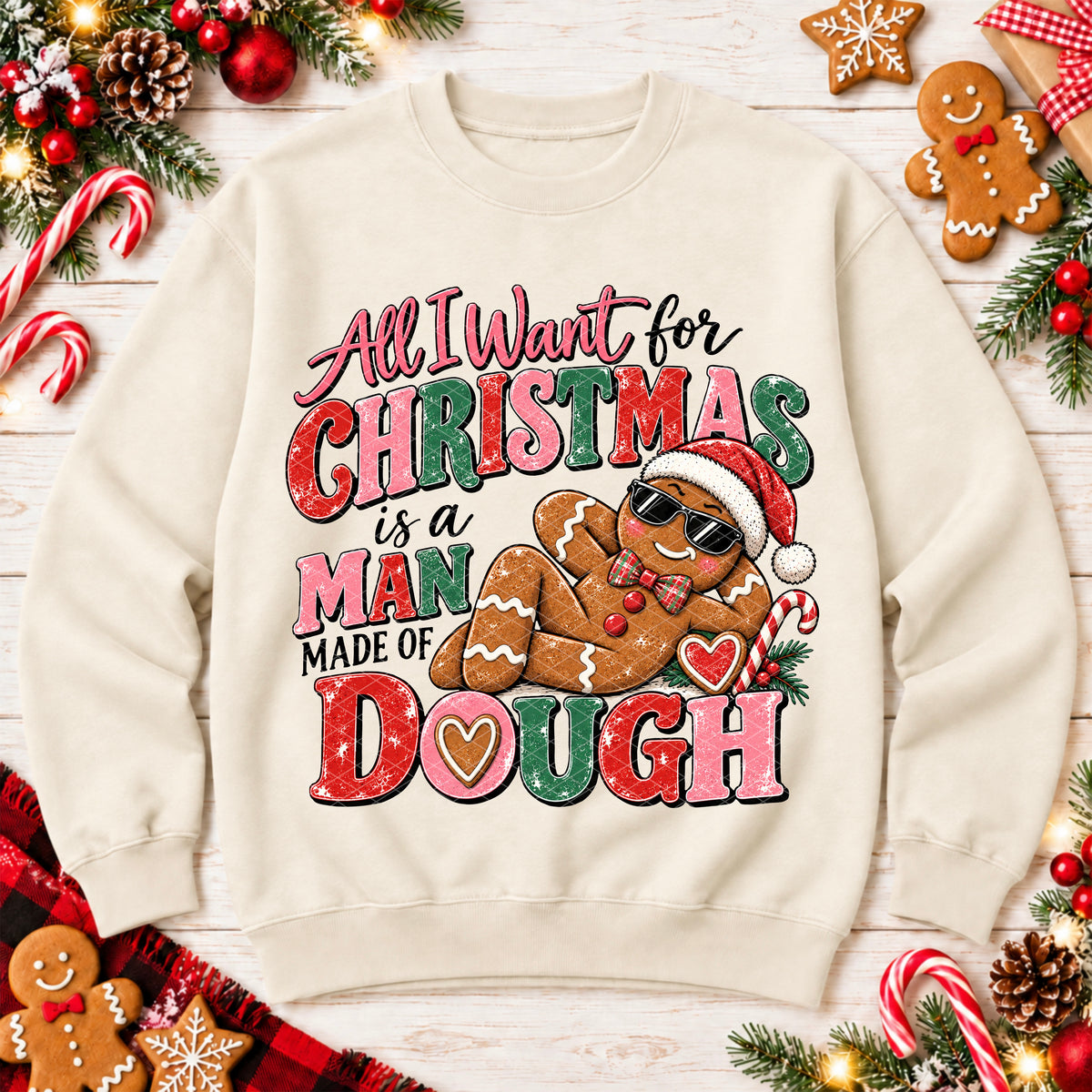 Man made of Dough Gingerbread Christmas Ready to Press DTF Transfers Sublimation Transfers