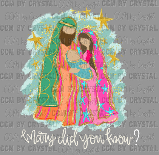 Mary Did You Know? Jesus Christianity Faux Glitter Ready to Press Transfer DTF Transfer Sublimation Transfer