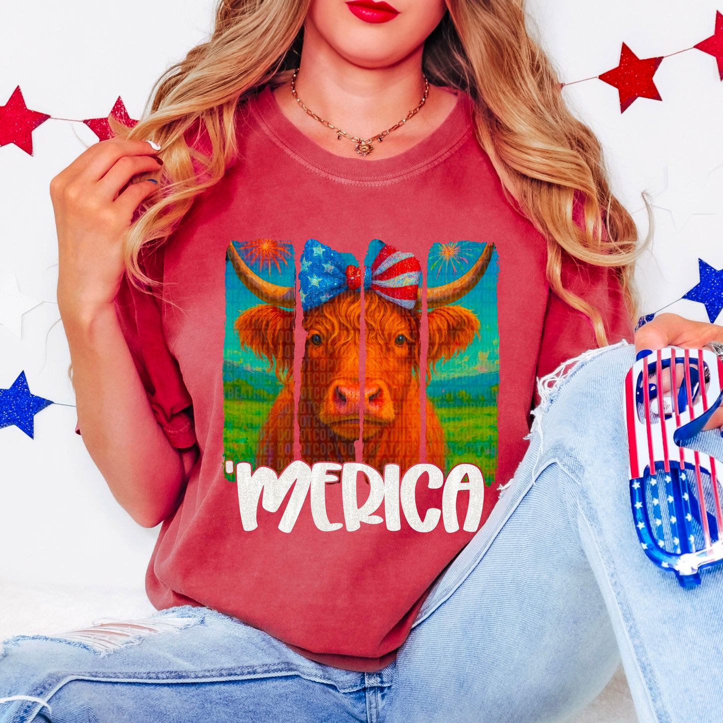 Merica Cow USA Ready to Press Transfer DTF Transfer Sublimation Transfer